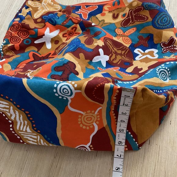 Jijaka Kangaroo Aboriginal Dot Art Shoulder Bag Sound of Joy Multi Color Orange - Picture 5 of 9